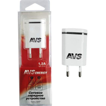 Зарядное устройство/адаптер AVS UT-711 сеть 220V -> USB (1, 2Ah)