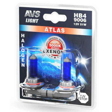 Лампа HB4 12V 55W +50% XENON EFFECT 5000К (комплект 2шт) AVS ATLAS A78573S
