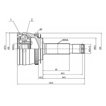 Шарнирный комплект приводного вала AYWIPARTS AW1510658A
