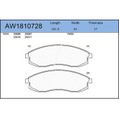 Колодки тормозные передние MITSUBISHI L200 06/96-12/07, NISSAN Maxima QX 02/95-08/00, Maxima Station Wagon 10/97> <b>AYWIPARTS AW1810728</b>