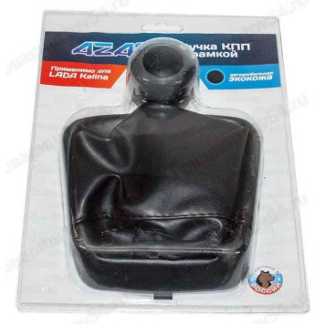 Ручка рычага КПП ВАЗ 1118 Калина с чехлом и рамкой (искуств.кожа) серый <b>AZARD КПП00163</b>