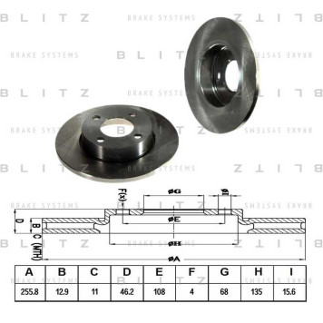 Диск тормозной <b>BLITZ BS0100</b>