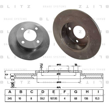 Диск тормозной <b>BLITZ BS0102</b>