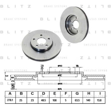 Диск тормозной <b>BLITZ BS0203</b>