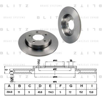 Диск тормозной <b>BLITZ BS0204</b>