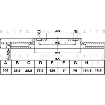 Диск тормозной <b>BLITZ BS0212</b>