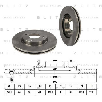 Диск тормозной <b>BLITZ BS0325</b>