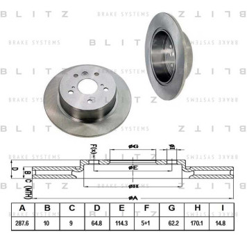 Диск тормозной <b>BLITZ BS0379</b>