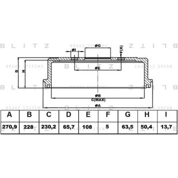 Барабан тормозной <b>BLITZ BT0137</b>