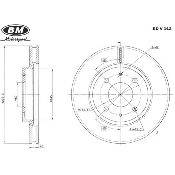 Диск тормозной передний вентилируемый 1шт.) <b>BM-MOTORSPORT BDV112</b>-1