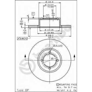 Тормозной диск BREMBO 08.2953.20