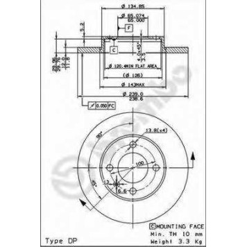 BREMBO 08417710 - диск тормозной передний 08.4177.10 (239х12) 4 отв