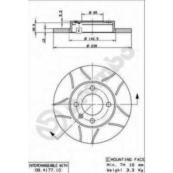 Тормозной диск BREMBO 08.4177.75