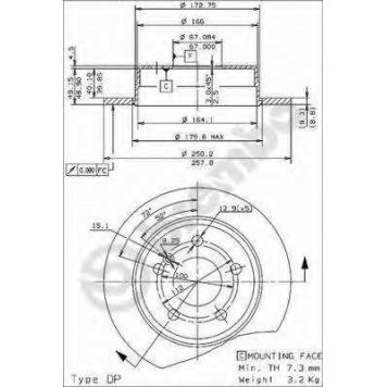 BREMBO 08473821 - диск тормозной задний 08.4738.21