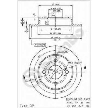 Тормозной диск BREMBO 08.5443.60