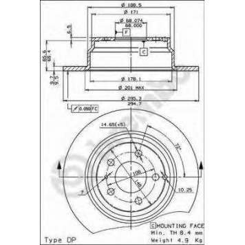 Тормозной диск BREMBO 08.5569.21
