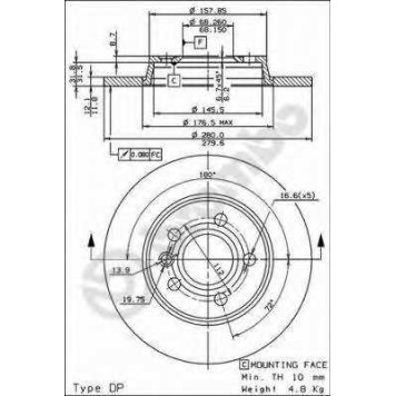 Тормозной диск BREMBO 08.7288.14