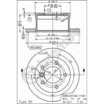 BREMBO 08772520 - диск тормозной задний 08.7725.20