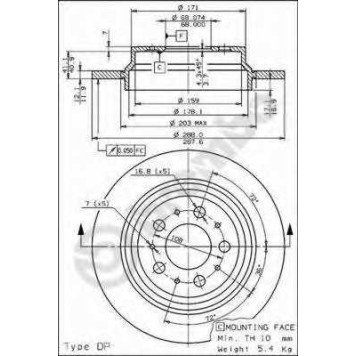 BREMBO 08776511 - диск тормозной задний 08.7765.11 (288х12) 5 отв