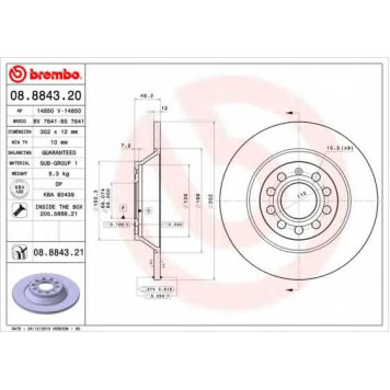 Тормозной диск BREMBO 08.8843.21