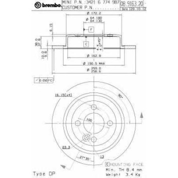 Тормозной диск BREMBO 08.9163.21