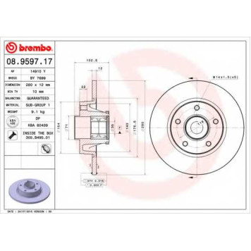 Тормозной диск BREMBO 08.9597.17