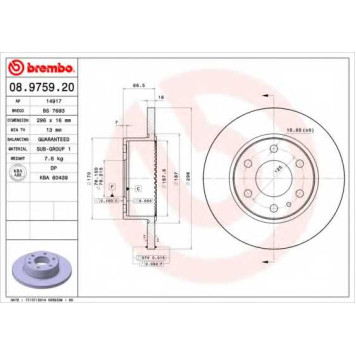 Тормозной диск BREMBO 08.9759.20