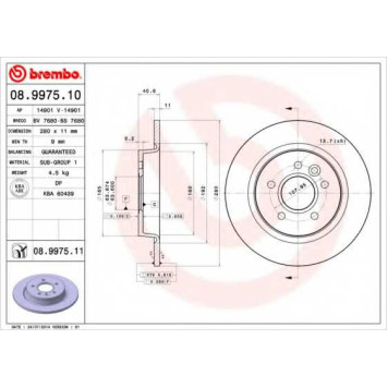 Тормозной диск BREMBO 08.9975.11