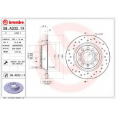 BREMBO 08A2021X - диск тормозной задний 08.A202.1X