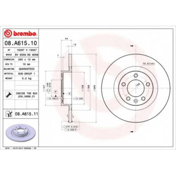 Тормозной диск BREMBO 08.A615.11