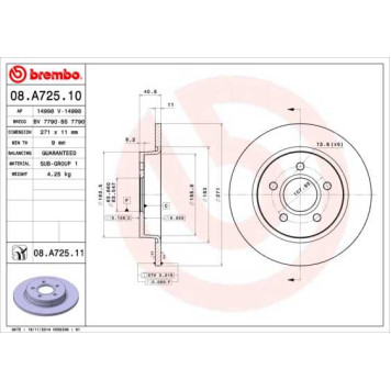 Диск тормозной Brembo Painted Disc <b>BREMBO 08.A725.11</b>