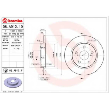Тормозной диск BREMBO 08.A912.11