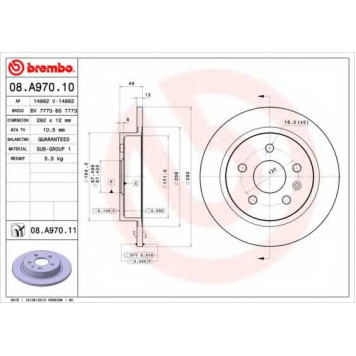 Тормозной диск BREMBO 08.A970.11