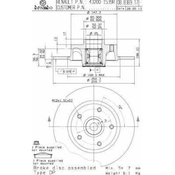 Тормозной диск BREMBO 08.B369.17