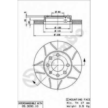 Тормозной диск BREMBO 09.3090.75