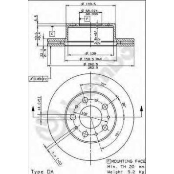 Тормозной диск BREMBO 09.5082.10