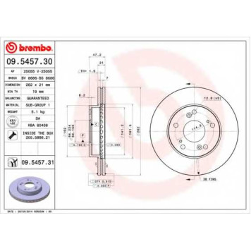 Тормозной диск BREMBO 09.5457.30