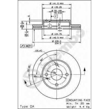 Тормозной диск BREMBO 09.5581.34