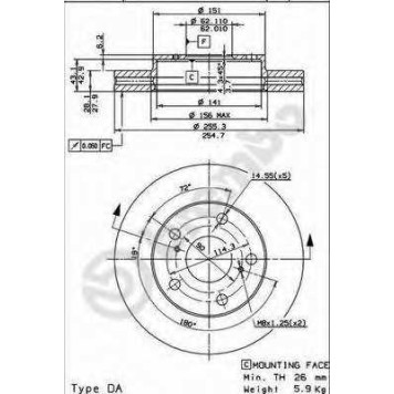 Тормозной диск BREMBO 09.5623.14