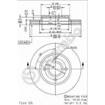 Тормозной диск BREMBO 09.5707.14