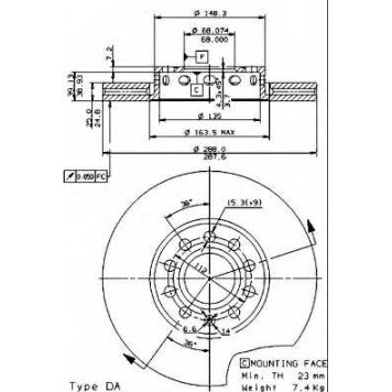 Тормозной диск BREMBO 09.5745.21