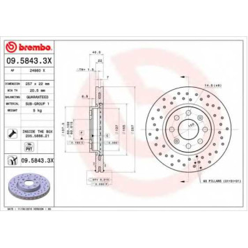 Тормозной диск BREMBO 09.5843.3X