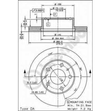 Тормозной диск BREMBO 09.5904.14