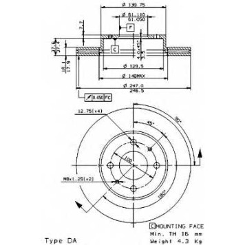 Тормозной диск BREMBO 09.6942.10