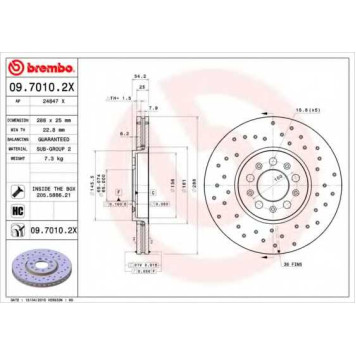 Тормозной диск BREMBO 09.7010.2X