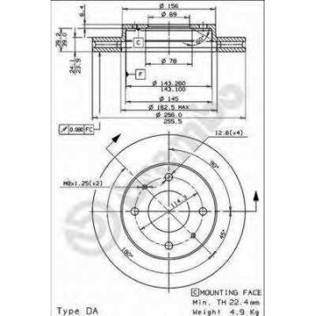 Тормозной диск BREMBO 09.7043.10