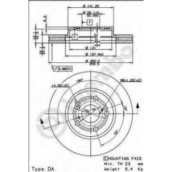 Диск тормозной с внутренней вентиляцией BREMBO 09.7395.10 (TOYOTA Avensis)-3