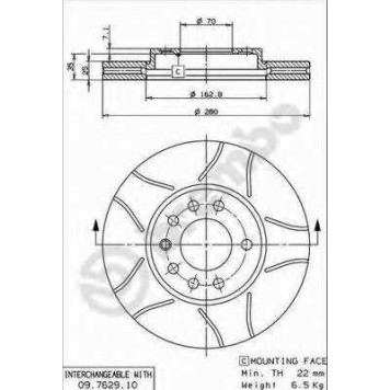 Тормозной диск BREMBO 09.7629.75