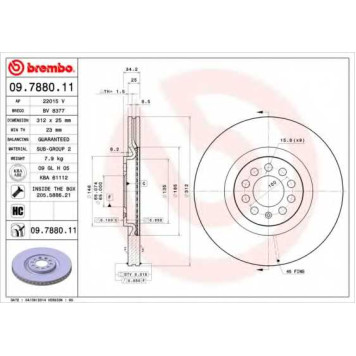 Тормозной диск BREMBO 09.7880.1X