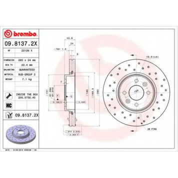 Тормозной диск BREMBO 09.8137.2X